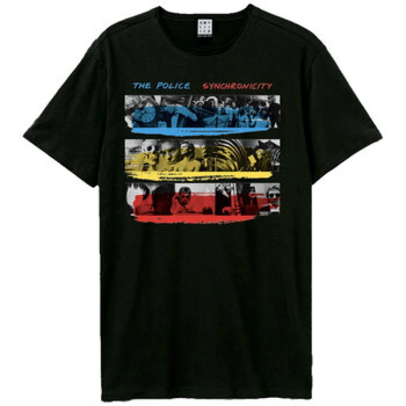 Image of Amplified Amplified Men Synchronicity The Police T-Shirt in Black Size: large Black L Male 5063238179226