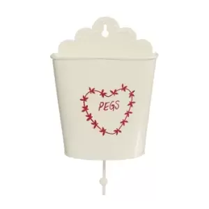 Image of Premier Housewares Anglaise Red and Cream Peg Bucket