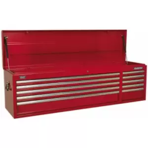 Image of 1655 x 435 x 495mm red 10 Drawer Topchest Tool Chest Lockable Storage Cabinet