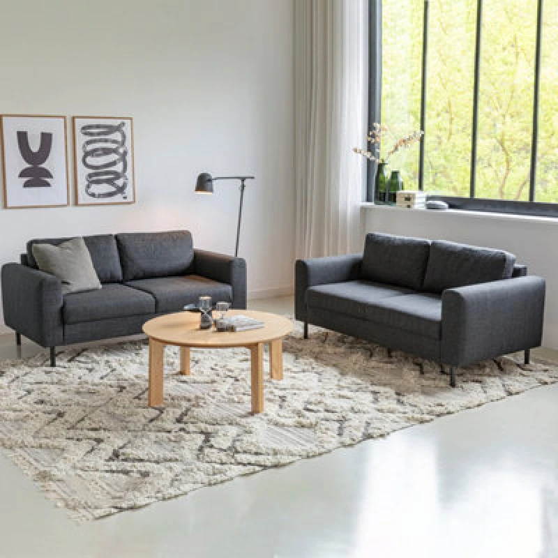 Image of Furniture To Go Omaha Set Of 2 X 2 Seater Sofas In Basel Dark Grey Fabric
