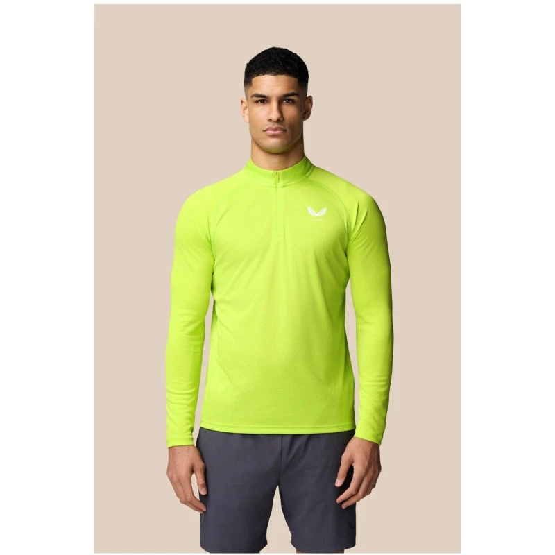 Image of Castore Adapt 1/4 Zip Top Acid Lime/White male Lge