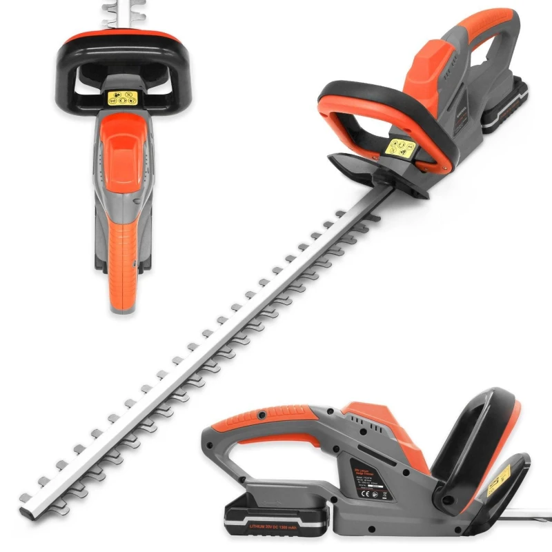 Image of Terratek 20V Cordless Hedge Trimmer Lightweight Cutter, Includes 1 Battery & 1 Charger Orange