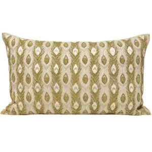 Image of Midas Peacock Feather Cushion Gold