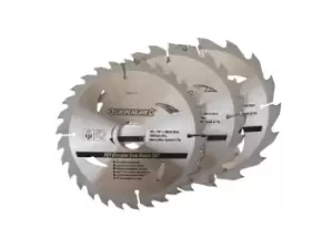Image of Silverline 934115 TCT Circular Saw Blades 16 24 30T 3pk 165 x 30 - 20 16 10mm rings