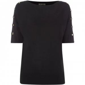 Image of Biba Eyelet Knit Top - Black