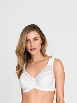 Image of Miss Mary of Sweden Miss Mary Of Sweden Happy Hearts Underwired Bra With Lace And Mesh, White, Size 34E, Women