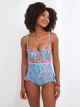 Image of Joe Browns Maldives Boho Swimsuit Blue Multi, Blue, Size 12, Women