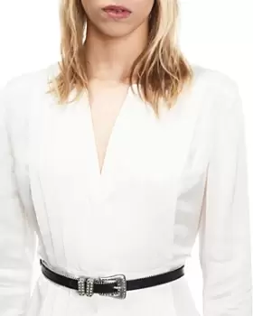 Image of The Kooples Womens Beaded Edge Leather Belt