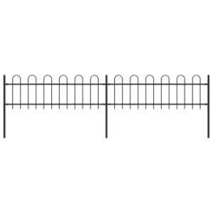 Image of Vidaxl Garden Fence With Hoop Top Steel 3.4X0.6 M Black