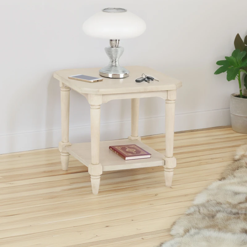 Image of Seconique Chantilly Side Lamp Table Distressed Antique Cream Effect