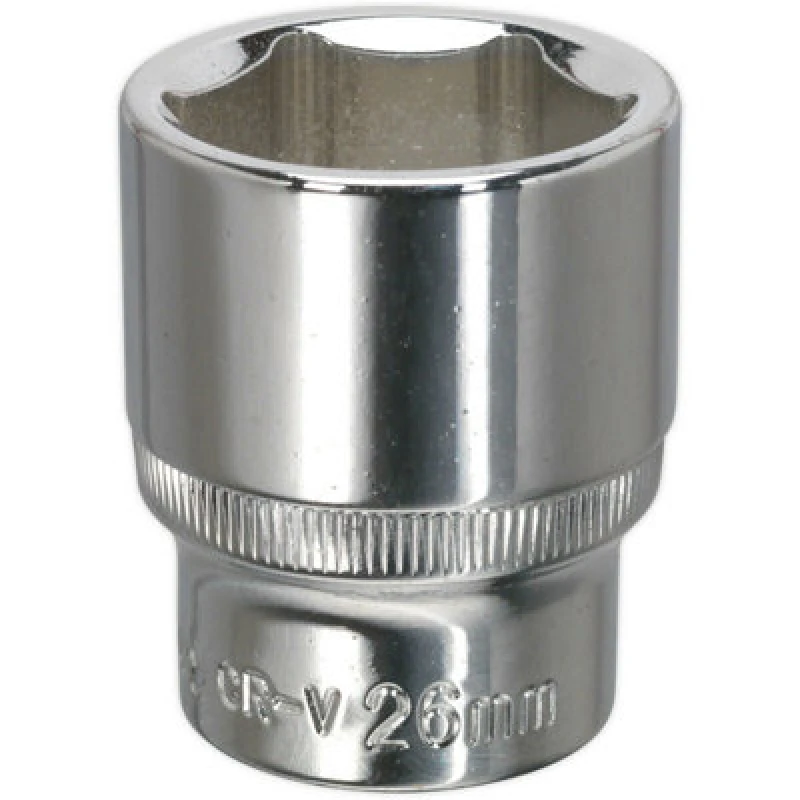 Image of Loops 26mm Forged Steel Drive Socket - 1/2" Square Drive - Polished Chrome Vanadium Metallics