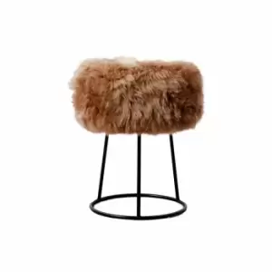 Image of Native Natural Light Brown Metal Sheepskin Stool