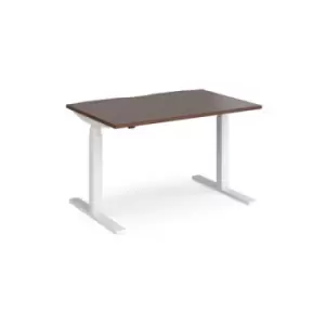 Image of Height Adjustable Desk Rectangular Desk 1200mm Walnut Tops With White Frames 800mm Depth Elev8 Touch