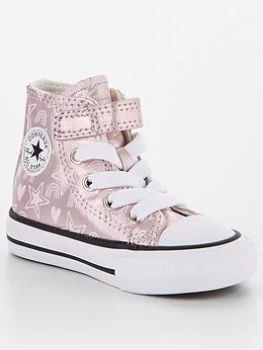 Image of Converse Chuck Taylor All Star 1v Hi Infant Trainer - Pink/White, Size 5