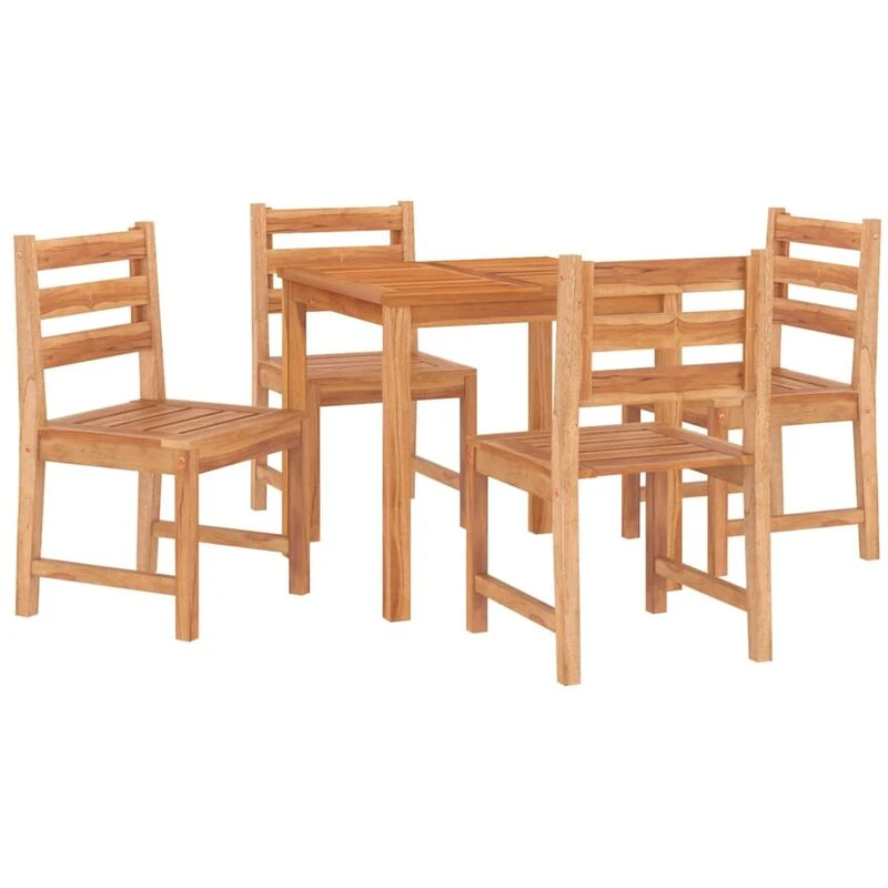 Image of vidaXL 5 Piece Garden Dining Set Solid Wood Teak, Brown 3157178