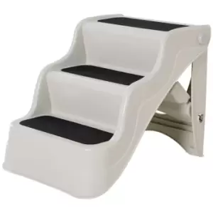 Image of PawHut Portable 3 Step Pet Ladder - Cream