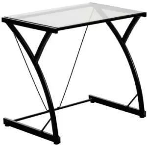 Image of Harbour Housewares Glass Top Computer Desk - Black