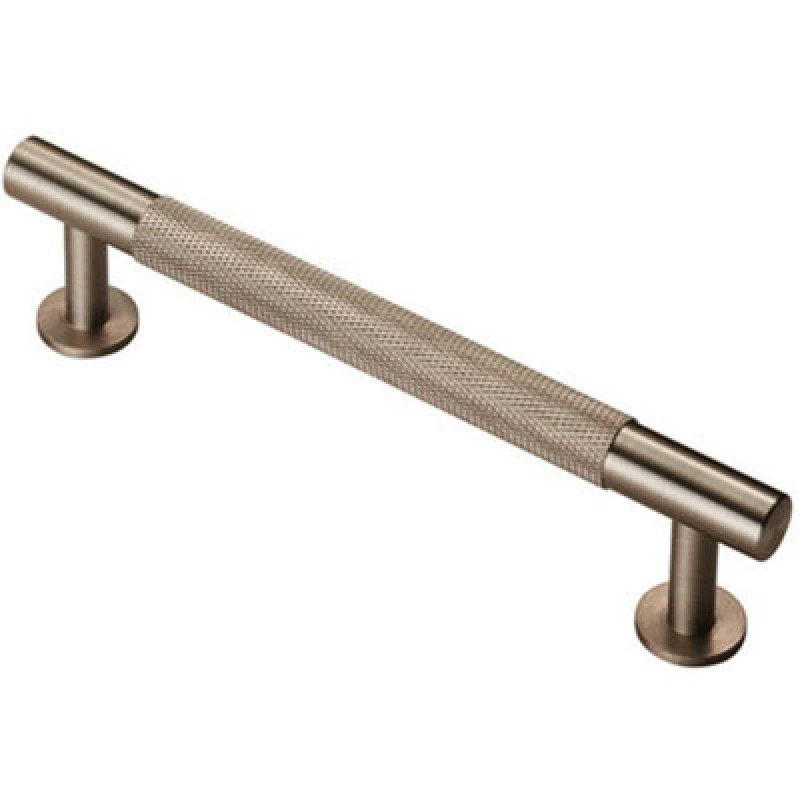Image of Loops Knurled Bar Door Pull Handle 158 x 13mm 128mm Fixing Centres Satin Nickel Metallics unisex