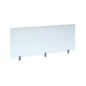 Image of Straight high desktop acrylic screen with silver brackets 1800mm x