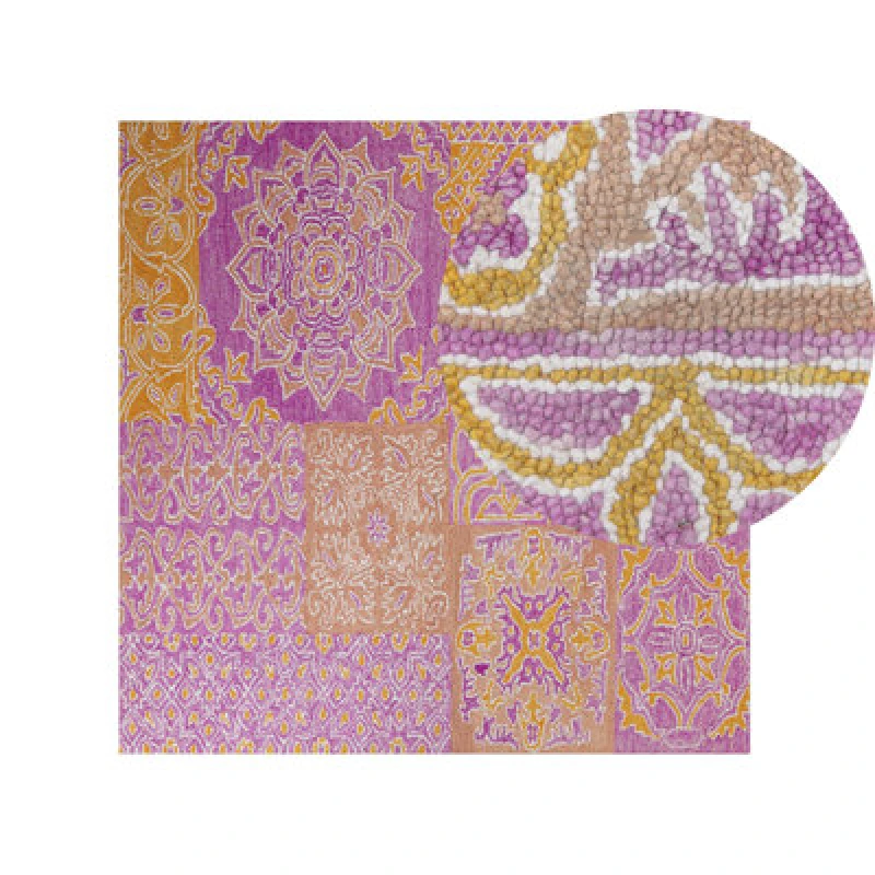 Image of Beliani Rug Avanos Pink 200 X 200 Cm Wool