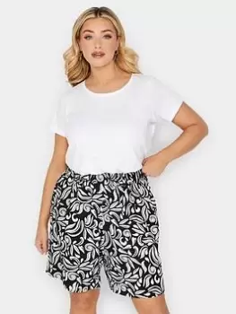 Image of Yours Monochrome Swirl Shorts - Black, Size 20, Women