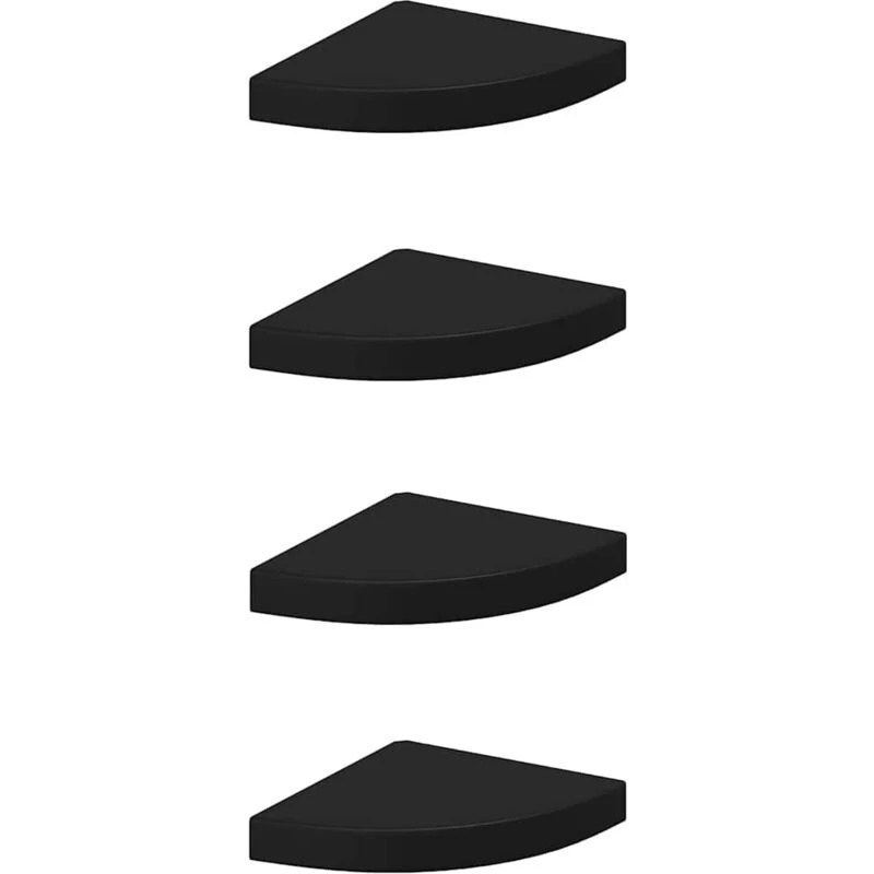 Image of VIDAXL Floating Corner Shelves 4 pcs Black 25x25x3.8cm MDF vidaXL 8720286075319