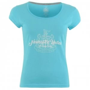 Image of Team Newcastle United Crest Print T Shirt Ladies - Sky
