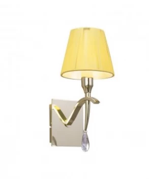 Image of Wall Lamp Switched 1 Light E14, Polished Brass with Amber Cream Shade And Clear Crystal