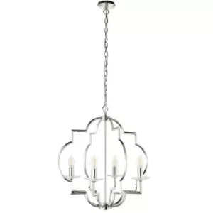 Image of Hanging Ceiling Pendant Light Polished Nickel & Crystal 4 Bulb Classic Feature