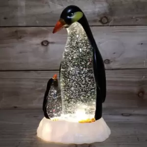 Image of 26cm Premier Battery Christmas Lit Glitter Penguin Water Spinner in Warm White