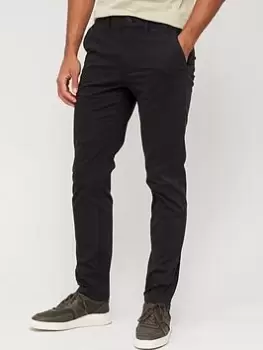 Image of Calvin Klein Sateen Slim Fit Chinos - Black, Size 34, Inside Leg Regular, Men