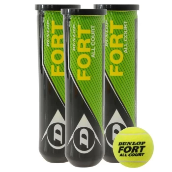 Image of Dunlop Fort Triple Pack of Tennis Balls - Yellow