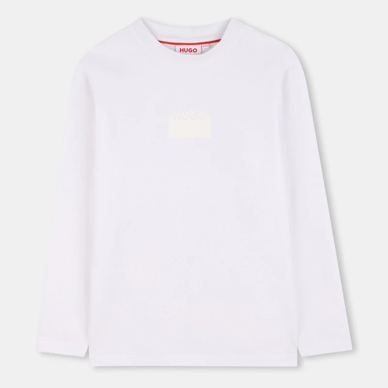 Image of Hugo Kids Long-Sleeve Split T-Shirt White male 6Y