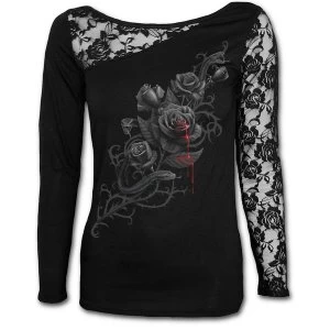 Image of Fatal Attraction Womens Large Lace One Shoulder Top - Black