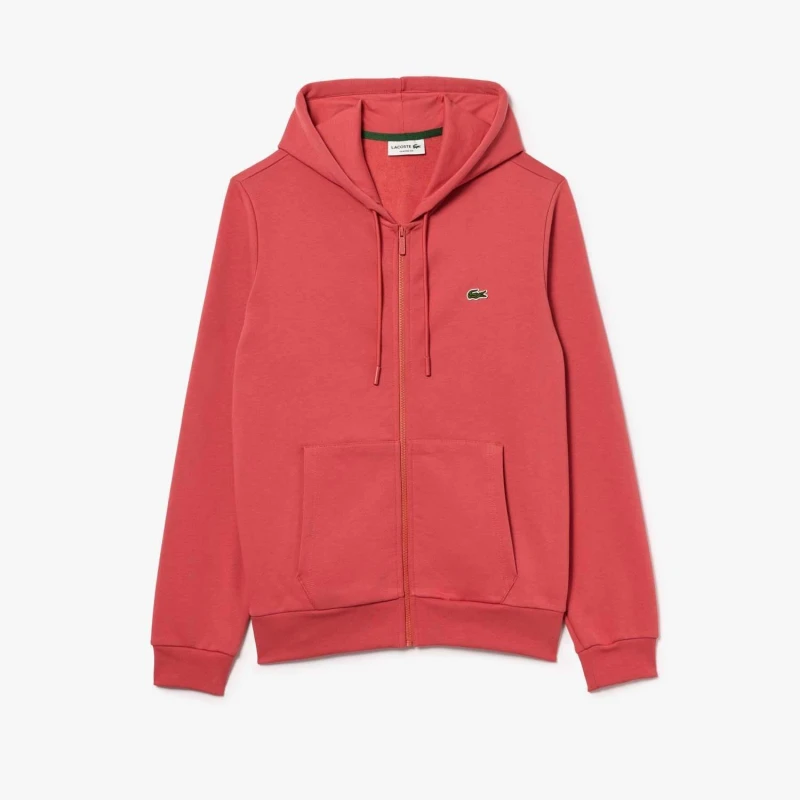 Image of Lacoste Zip-Up Fleece Hoodie Red male XS