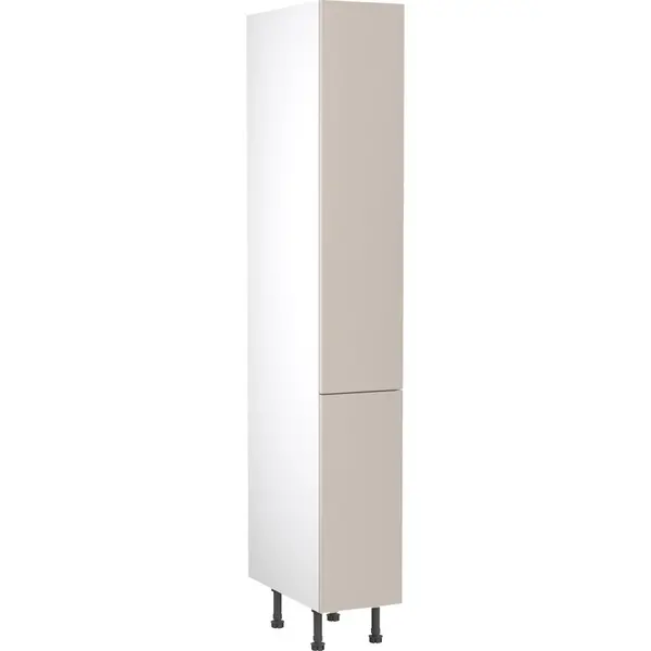 Image of Kitchen Kit Flatpack Slab Kitchen Cabinet Tall Larder Unit Super Gloss 300mm in Light Grey MFC