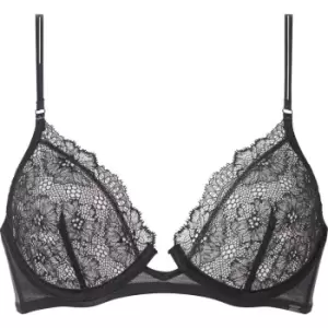 Image of Calvin Klein Unlined Floral Plunge Bra Womens - Black