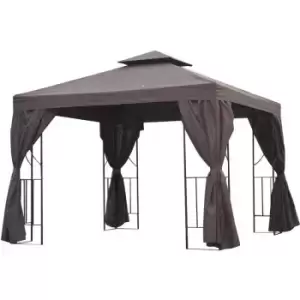 Image of 3 x 3(m) Garden Metal Gazebo Sun Shade Shelter Outdoor Party Tent - Outsunny