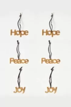 Image of Set of 3 Gold Christmas Ornaments Hope Joy Peace