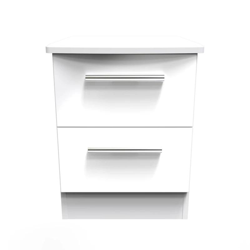 Image of Harrow 2 Drawer Bedside Cabinet In White Gloss (Ready Assembled)