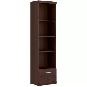 Image of Furniture To Go - Imperial Tall 2 Drawer Narrow Cabinet with Open Shelving in Dark Mahogany Melamine - Dark Mahogany Melamine