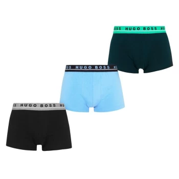 Image of Hugo Boss 3 Pack Logo Boxer Trunks Black/Blue/Green Size L Men