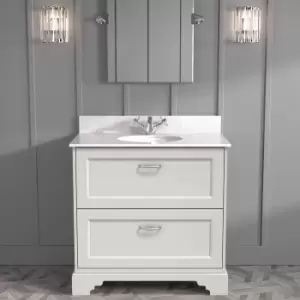 Image of 800mm White Freestanding Marble Top Vanity Unit - Ashbourne