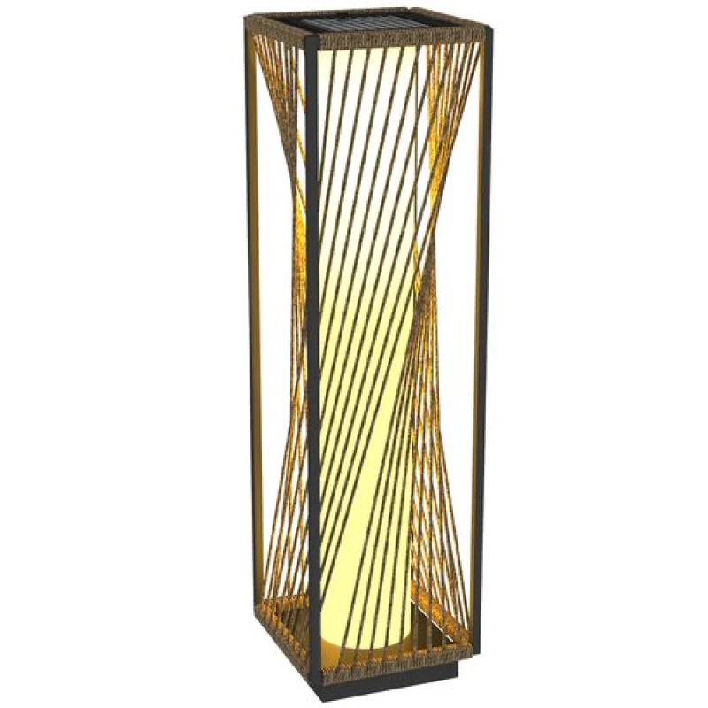 Image of Outsunny Rattan Solar Floor Lamp, Auto On/Off LED Garden Lights, Grey Grey