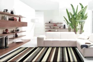 Image of Linea Stripe Washable Rug - 200 x 140cm - Natural.