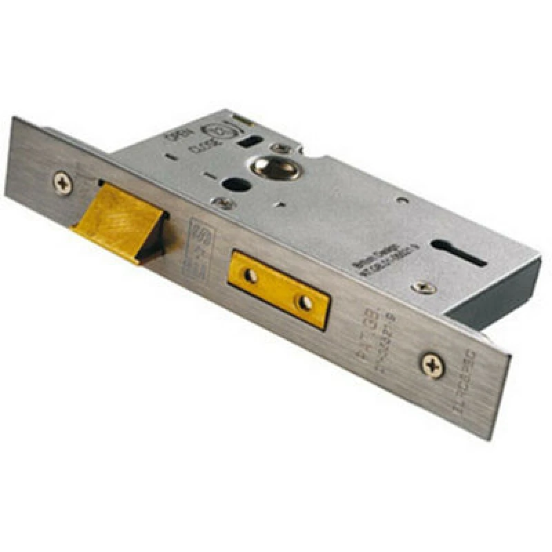 Image of Loops 64mm 5 Lever Sashlock Square Forend Satin Stainless Steel Door Latch Metallics unisex