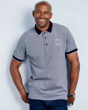 Image of Cotton Traders Mens Help For Heroes Short Sleeve Stripe Collar Polo Shirt in Blue