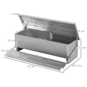 Image of Pawhut Automatic Poultry Feeder With Treadle Lid - Silver