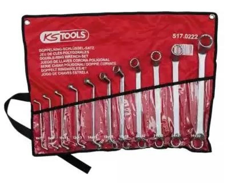 Image of KS TOOLS 517.0222 Double Ring Spanner Set Spanner Size: 32, Chrome Vanadium Steel Chrome Vanadium Steel Double Ring Spanner Set (4579)