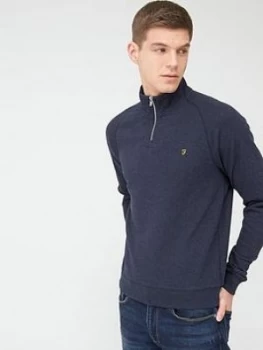 Image of Farah Jim Quarter Zip Sweatshirt - Navy Marl